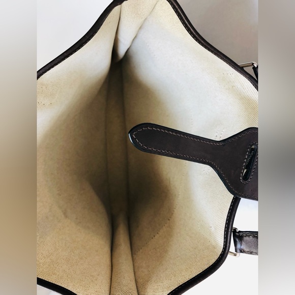 Vintage Hermes Toile & Swift Cap d'Ail Tote Canvas Leather Large Authentic COA - Picture 12 of 12